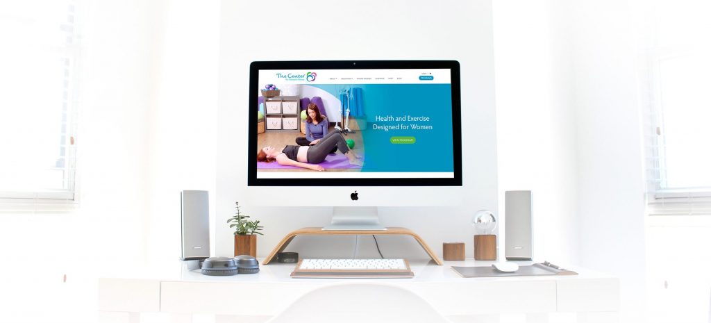 desktop layout of the center for women''s fitness website